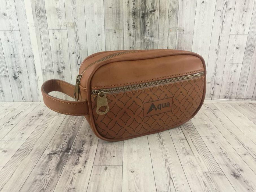 Aqua Leather Bag ( Engrave Dot)