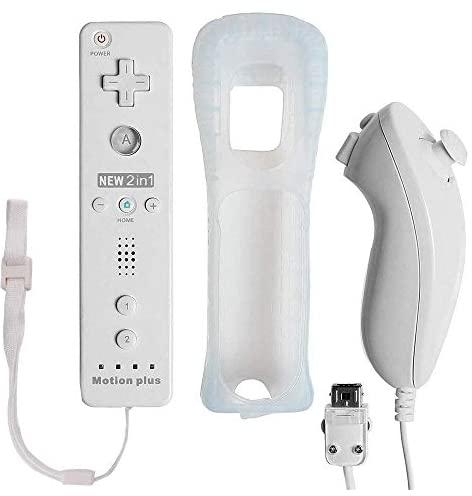 Nunchuck Motion Plus Remote Controller Set for Nintendo Wii, Wii U--white