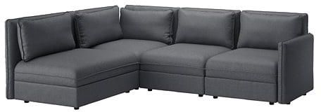 VALLENTUNA Modular corner sofa, 3-seat, with storage, Hillared dark grey