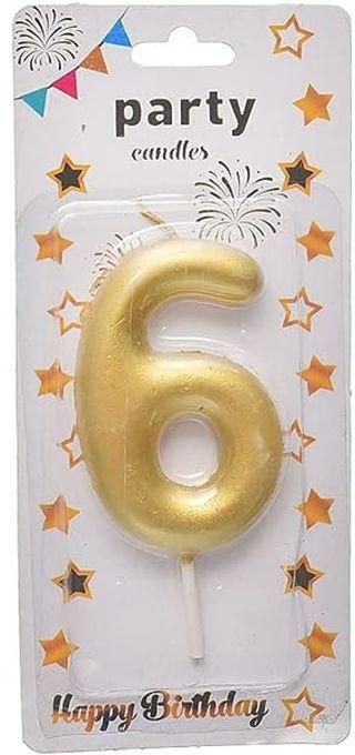 Candle Numbers For Birthdays No.6 Gold