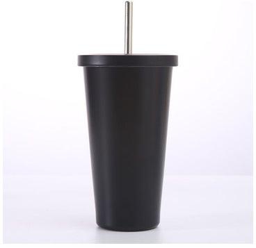 Stainless Steel Insulated Coffee Tumbler Cup with Lid and Straw Black