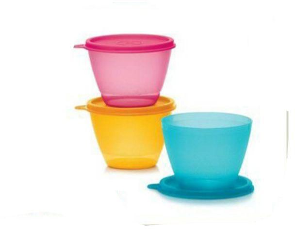 Tupperware Cans And Storage 450 Ml 3 Cans Cone Color Shape Original,blue,yellow,
