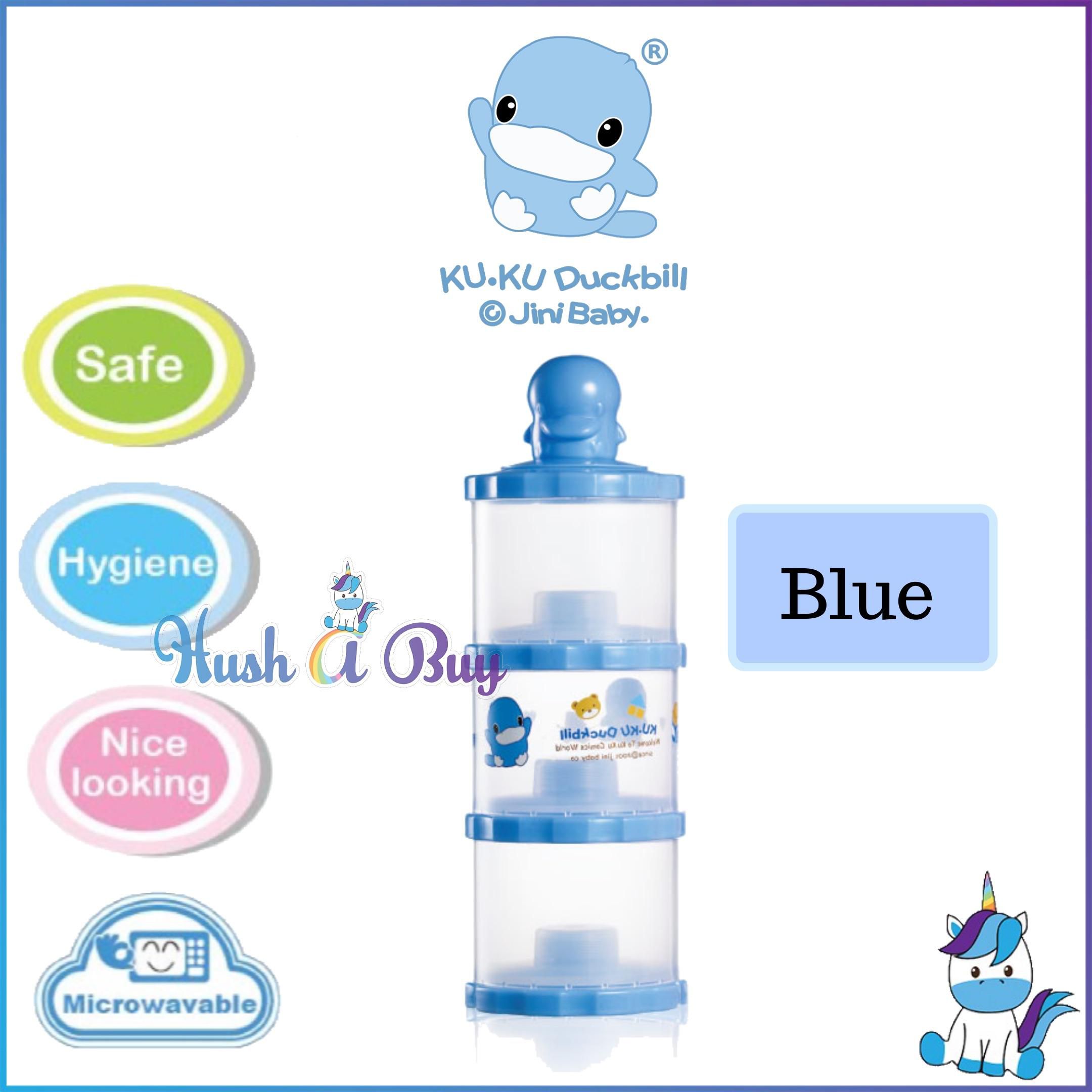 Ku-Ku Duckbill The Intelligent 3-Layer Milk Powder Container (Blue - Pink)