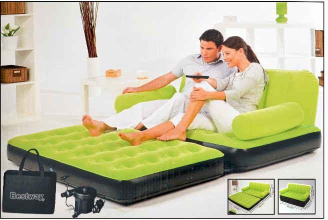 Automatic 5 in 1 Air Bed & Sofa - Super Soft & Comfortable (Neon Green)