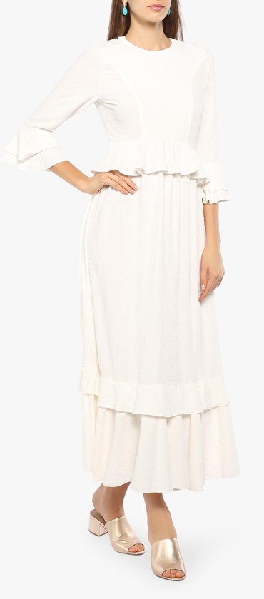 White Peplum Maxi Dress