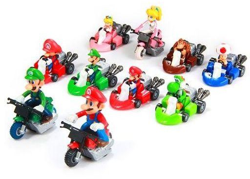 No Brand Super Mario Bros Kart Pull Back Car Figure Toy ( Each Approx 5.5cm ) 10pcs A Set - Colormix