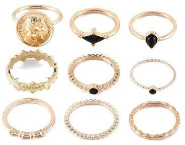 9-Piece Bohemian Design Ring Set