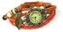Leather Knit Vintage Women's Watch with leaf pendant - Orange