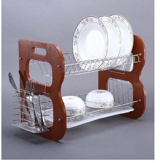 2 Tiers Wooden Dish/ Plate Rack