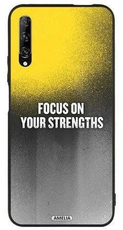 غطاء حماية واقي لهاتف هواوي Y9s، مزين بطبعة عبارة "Focus On Your Strengths ". متعدد الألوان