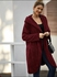 Fashion Solid Dual Pocket Open Front Teddy Coat-Burgundy
