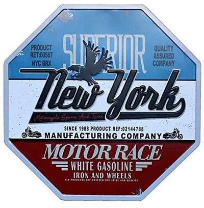 Vintage Retro New York Motor Metal Tin Sign Plate Multicolour