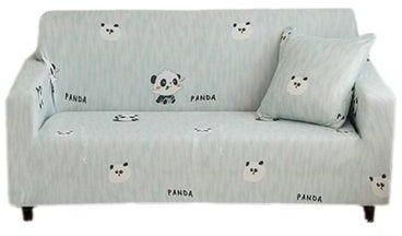 Panda Bear Printed Three Seater Sofa Cover Grey/Black/Off White