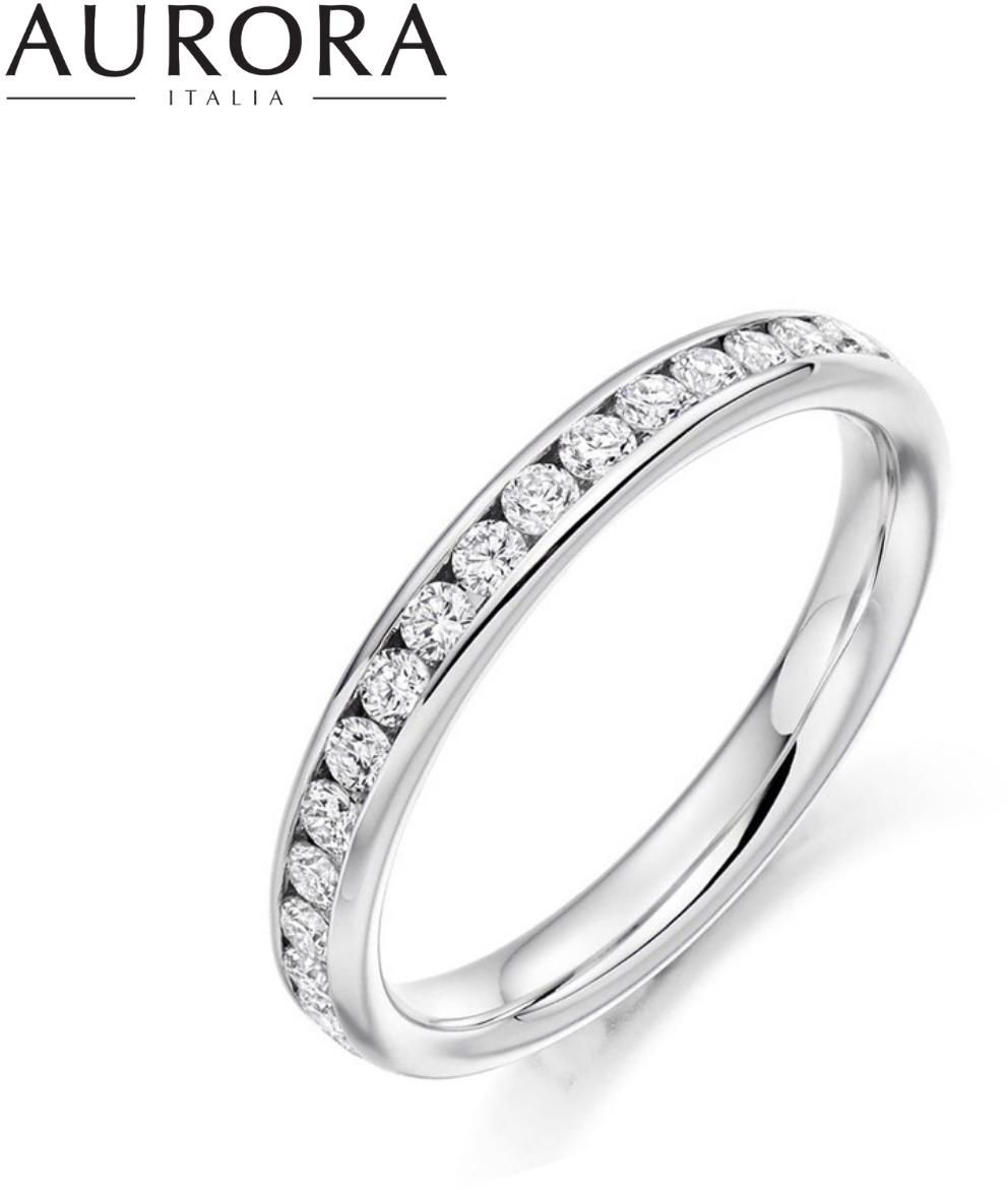 Auroses Channel Eternity Ring 925 Sterling Silver 18K White Gold Plated