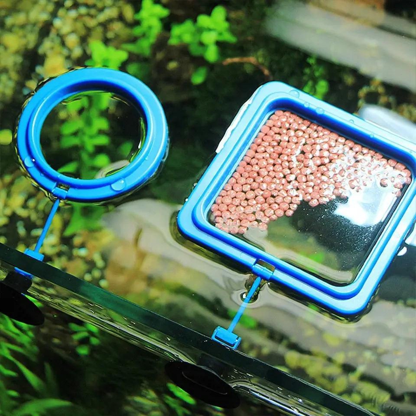 Aquarium Feeding Ring Fish & Turtle Tank Automatic Feeder, Blue