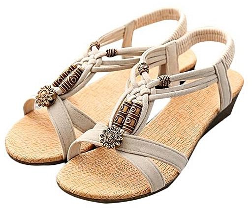 Fashion hiamok Women's Casual Peep-toe Flat Buckle Shoes Roman Summer Sandals BG 36