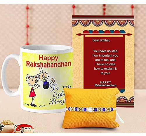 TIED RIBBONS Raksha Bandhan Rakhi for Brother with Gift Set Gift for Brother Rakhi Coffee Mug with Wishes Card 