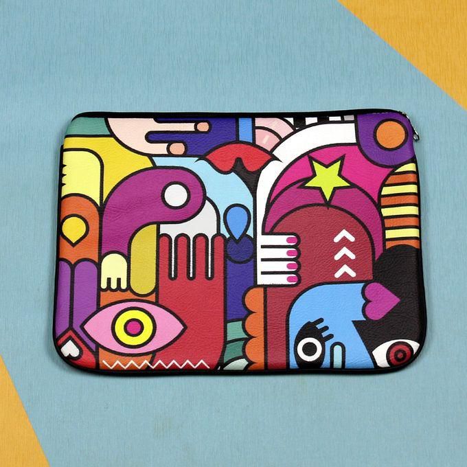 PRODO Leather Sleeve For 13-inch Laptop - Colorful Objects Design