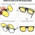Women's Night Vision Light Radiation Protective Computer Screen Polarized Clip-On Sunglasses-Yellow BBW