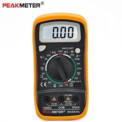 Peakmeter MAS830L Digital Multimeter AC / DC Voltage / DC Current / Resistance Multitester - Yellow And Black