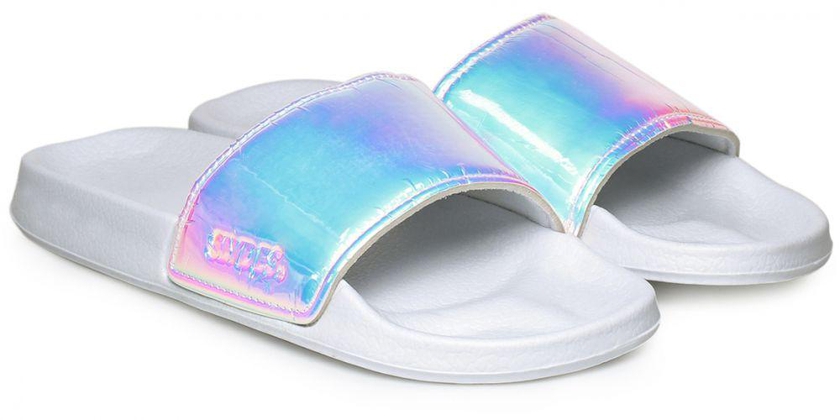 Slydes Iridescent F Slide Slippers for Women - 3 UK, White