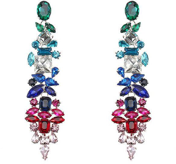JASSY® Dangle Crystal Earrings Emerald Sapphire Ruby Drop Earrings Geometric Zirconia Party Gift
