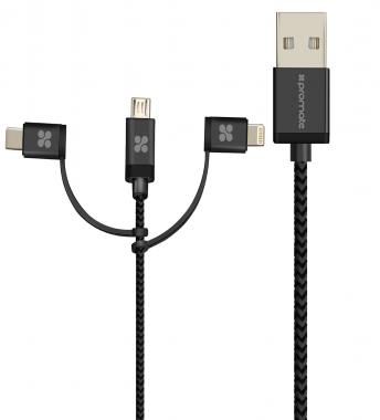 Promate 3 in 1 Multifunctional Universal Cable Grey