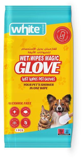 White Wet Wipes Magic Gloves for Pets – 1 PCs