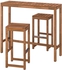 NÄMMARÖ Bar table and 2 bar stools, outdoor - light brown stained 120x40 cm