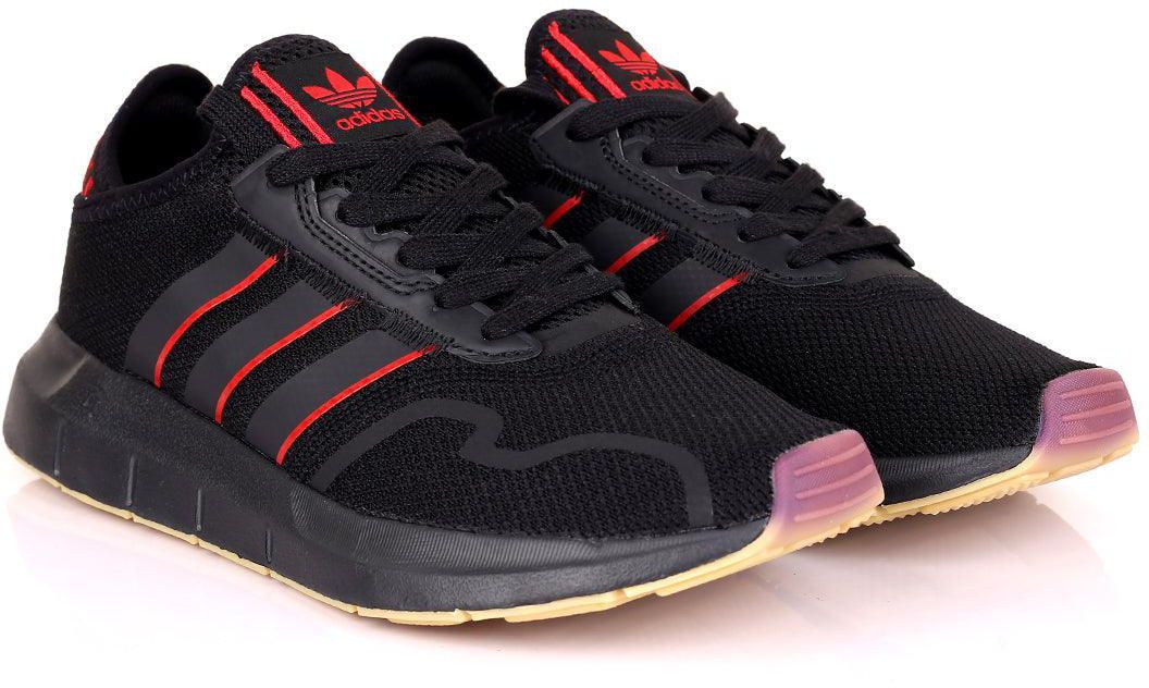 AD  Exquisite Black With Red Striped Designed Running Sneakers
