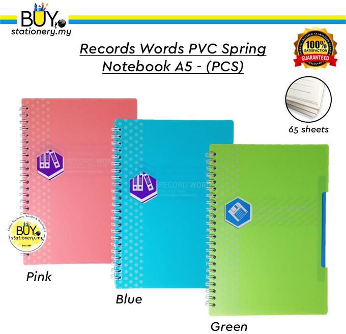 Buystationery Records Words PVC Spring Notebook A5 - PCS (3 Colors)