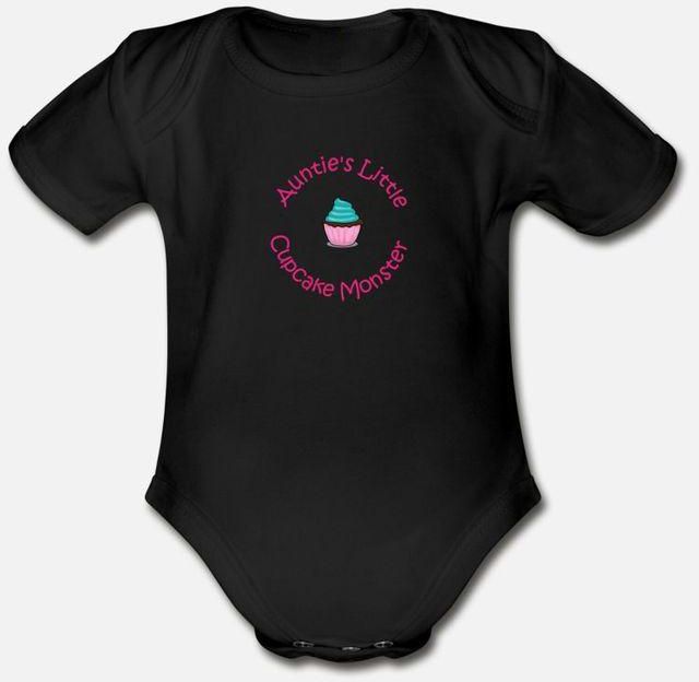 Auntie S Little Cupcake Monster Black Organic Short Sleeve Baby Bodysuit_2
