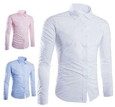 Men's Shirt - Sky Blue, White & Pink - 3 Piece Set