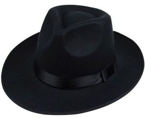 Fedora Wide Brim Hat - Black.