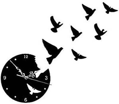design wall clock 3D acrylic material Removable wall clock Flying pigeon pattern wall clock