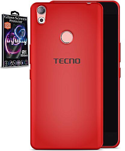 Infinity Soft Back Cover For Tecno CX - Red + Infinity Glass Screen Protector