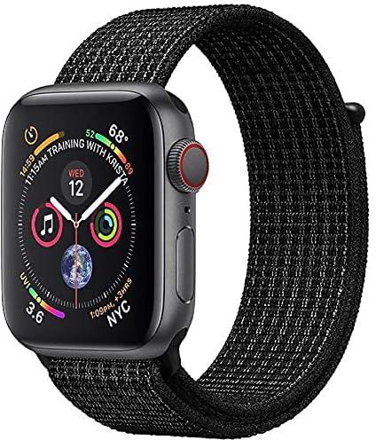 Band For Apple Watch Series SE Size 44mm Comfort Woven Band from Smart Stuff - Dark Black