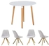 Round Dinning Table With 4 Vestina Chair Set - White