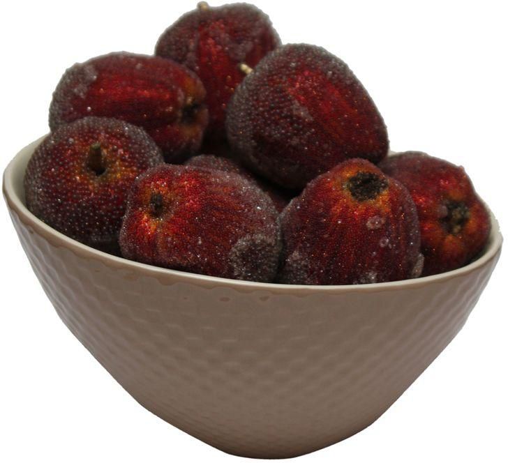 Malika Pj03Cafe Pottery Fruit Bowl With Glittery Apples-Red White