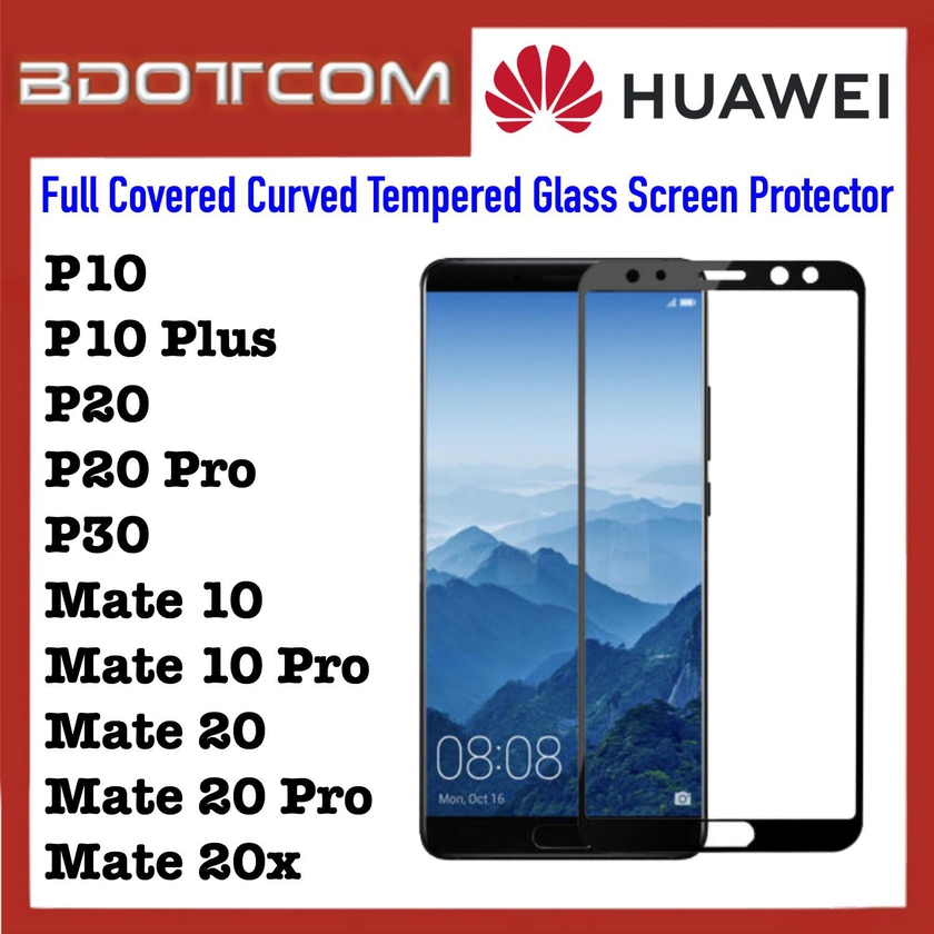 Bdotcom Full Covered Curved Tempered Glass Screen Protector for Huawei P10 (Black)