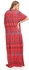 Kady Multi-Patterns Zipped Round Neck Long Nightgown - Multicolour Coral Red
