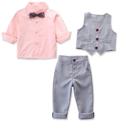 Dealwelove Boy Shirt + Vest + Pants + Bow Tie Child Gentleman 4 Piece Set Suit - 4 Sizes