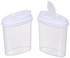 2 Piece Plastic Food Container Set - Easy Pour Lids - Food Storage Box - Storage Boxes - Kitchen Cabinet Organizers - White