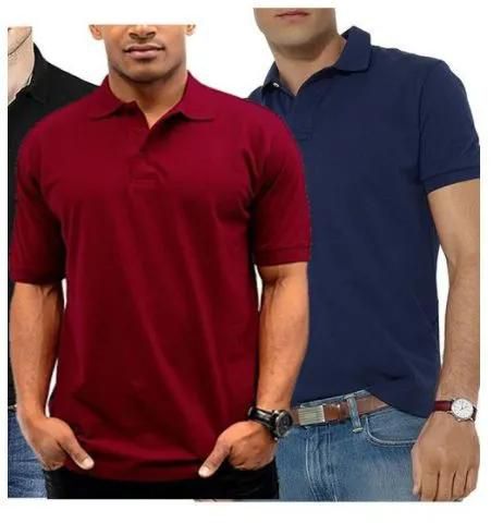 Fashion 2 In 1 Men 100% Cotton Polo Tshirt- Navy&maroon