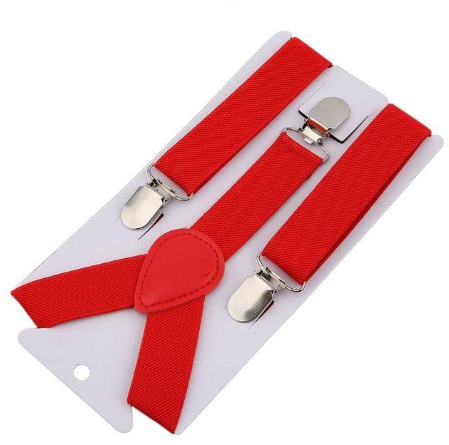 Fashion Polyester Kids Design Suspenders And Bowtie Bow Tie Set Matching Ties Outfits-Red
