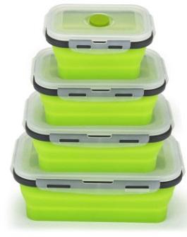 Collapsible Silicone Food Storage Containers 4pcs (3 Colors)