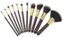 11-Piece Makeup Brush Set With Brush Holder Black/Gold/Pink