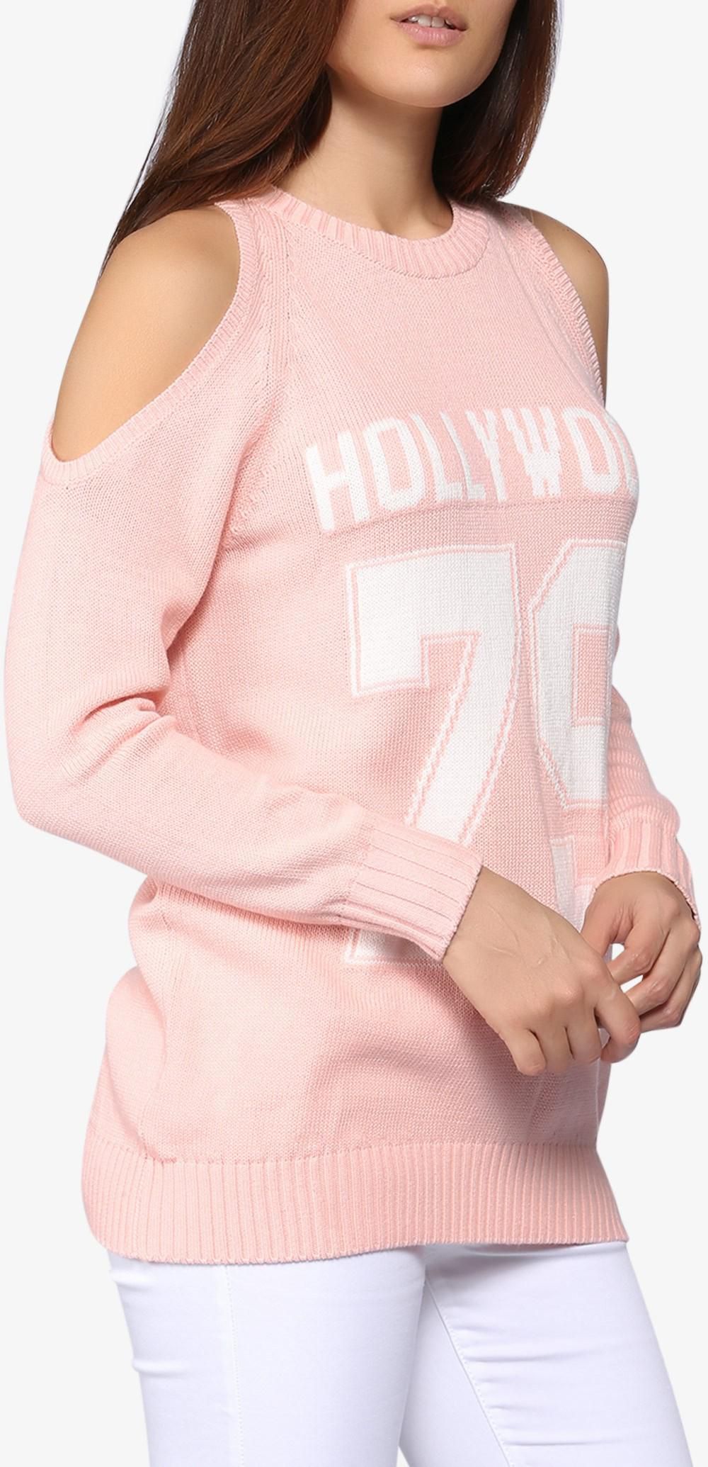 Pink Open-Shoulder Hollywood Tunic