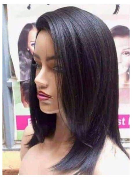 Fashion Black Straight Semi Human Hair Wig