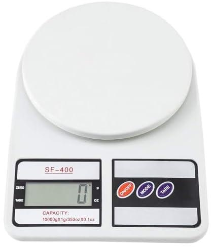 High Accuracy Digital Kitchen Scale 10 Kg - White Electronic Weight Scale - Portable Kitchen Food LCD Display Scales